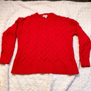 Chunky Red Soft Cable Knit Sweater Large Valentines Fall Time Cool Weather